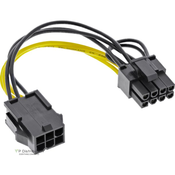 InLine Internal Power Adapter 6 Pin to 8 Pin for PCIe PCI-Express graphics cards