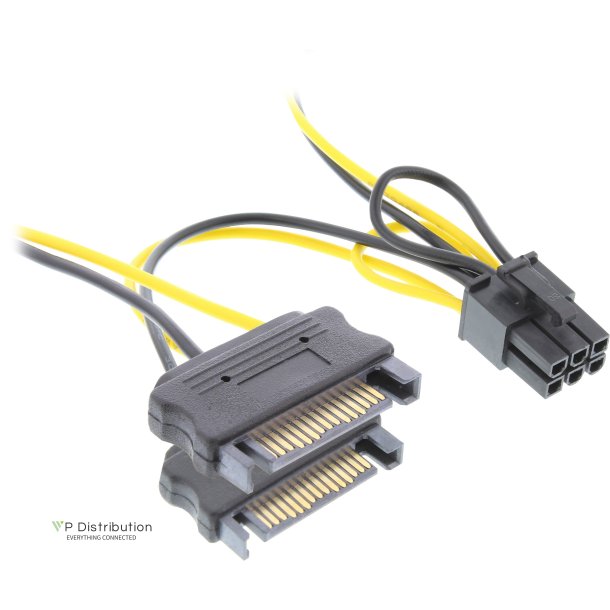 InLine Power Adapter 2x SATA to 6 Pin for PCIe graphics card 0.15m