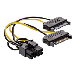 InLine Power adaptor cable, 2x SATA plug to 8pin PCI-Express plug, 0.15m