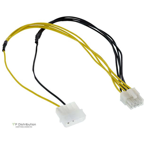 InLine&reg; Power Adapter Cable 5.25" to 8 Pin Motherboard EPS12V 0.45m