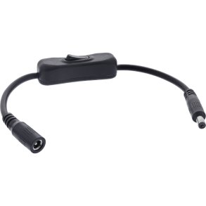 InLine® DC cable with Switch, DC male/female 4.0x1.7mm, AWG 18, black, 0.20m