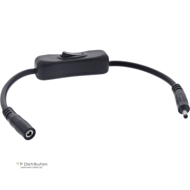 InLine&reg; DC cable with Switch, DC male/female 3.5x1.35mm, AWG 18, black, 0.20m