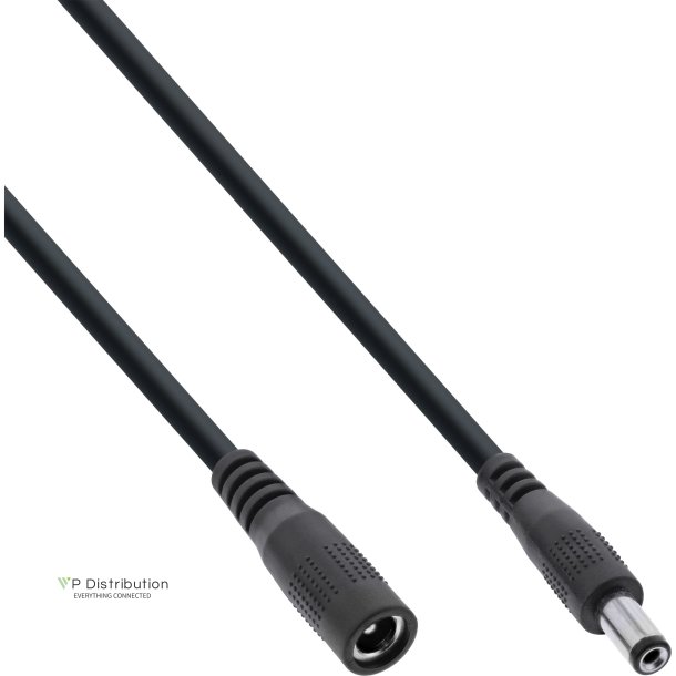 InLine&reg; DC extension cable, DC plug male/female 5.5x2.1mm, AWG 18, black, 0,5m