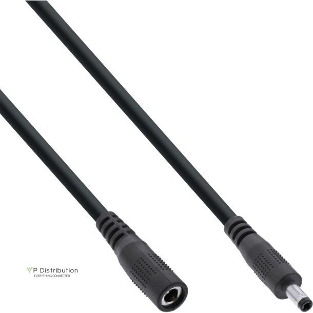 InLine&reg; DC extension cable, DC plug male/female 4.0x1.7mm, AWG 18, black, 5m