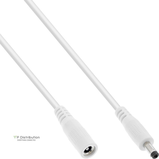 InLine&reg; DC extension cable, DC plug male/female 4.0x1.7mm, AWG 18, white, 1m