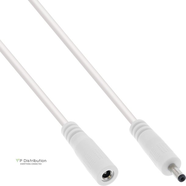 InLine&reg; DC extension cable, DC plug male/female 3.5x1.35mm, AWG 18, white, 5m