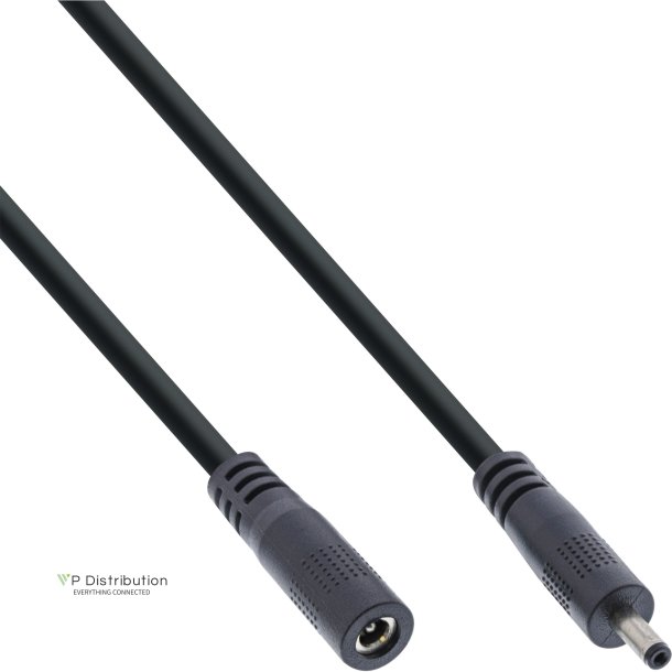 InLine&reg; DC extension cable, DC plug male/female 3.5x1.35mm, AWG 18, black, 1m