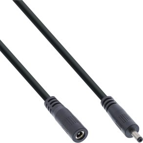 InLine® DC extension cable, DC plug male/female 3.5x1.35mm, AWG 18, black, 2m