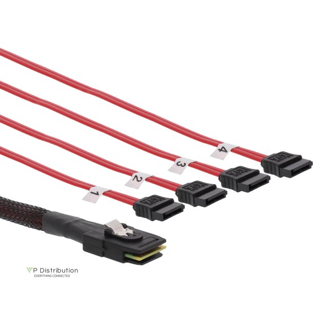 InLine SAS Connector Cable Mini SAS SFF8087 to 4x SATA Crossover OCF 75cm