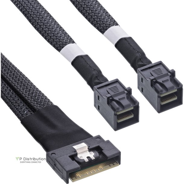 InLine&reg; Slim SAS cable, SFF-8654 8i to 2x SFF-8643, 0.5m
