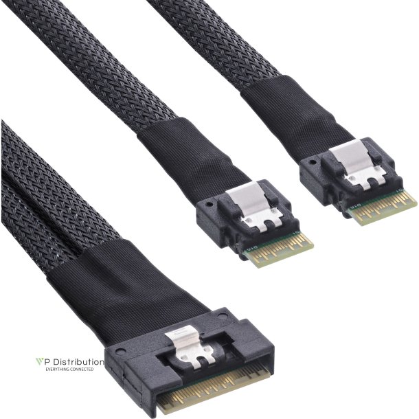 InLine&reg; Slim SAS cable, SFF-8654 8i to 2x SFF-8654 4i, 0.5m
