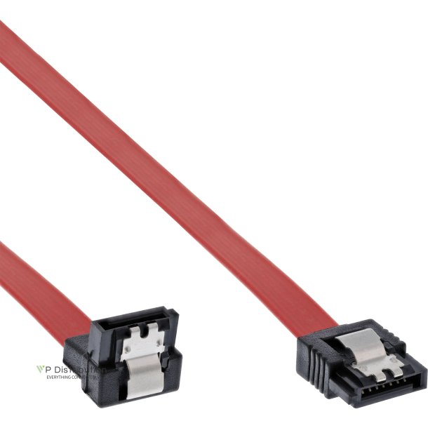 InLine&reg; SATA Cable for 150 / 300 / 600 S-ATA links angled with latches 90&deg; 0.3m