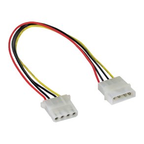 InLine Power Supply Extension Cable 4 Pin Molex male to female 0.5m