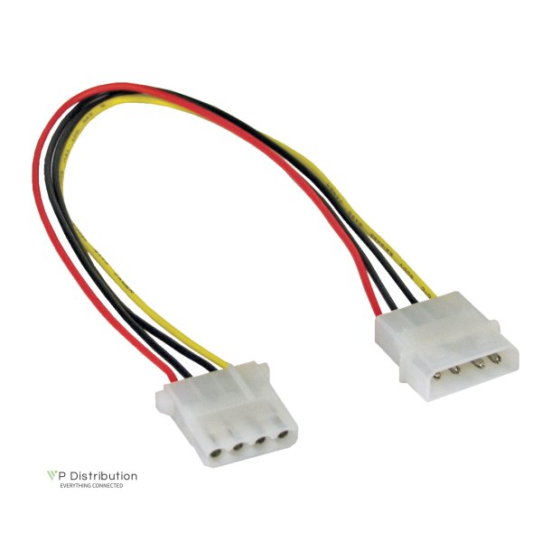 InLine Power Supply Extension Cable 4 Pin Molex male to female 0.5m