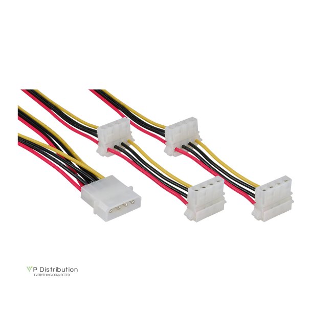 InLine&reg; Internal Power 1x 4 Pin Molex to to 4x 4 Pin Molex 0.45m + 0.55m