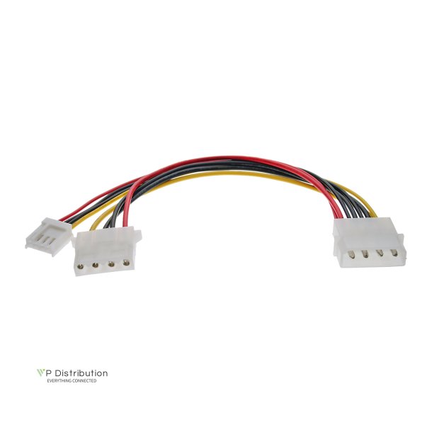 InLine&reg; Internal Power Y-Cable 1x 5.25" Molex to 1x 5.25" Molex + 1x 3.5" Floppy