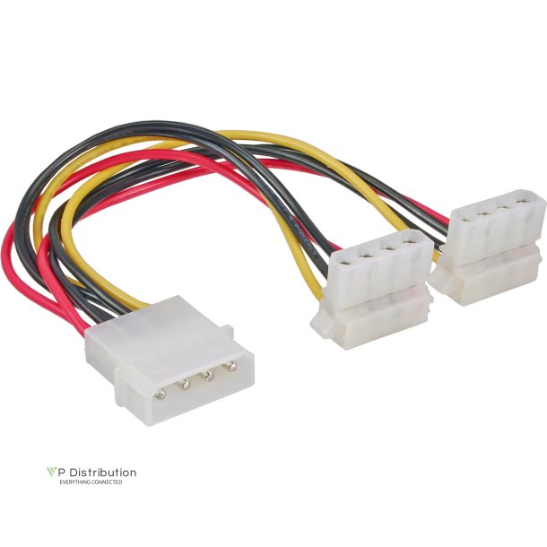 InLine&reg; Internal Power Y-Cable 1x 4 Pin Molex to 2x 4 Pin Molex angled 0.15m