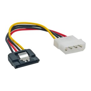 InLine SATA Power Adapter Cable 4 Pin Molex to 15 Pin SATA with latch 0.15m