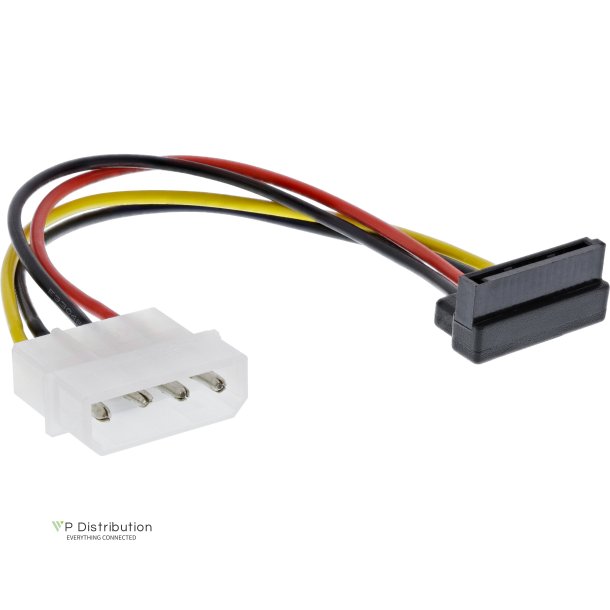 InLine SATA Power Adapter Cable 1x 4 Pin female to 15 Pin SATA angled up
