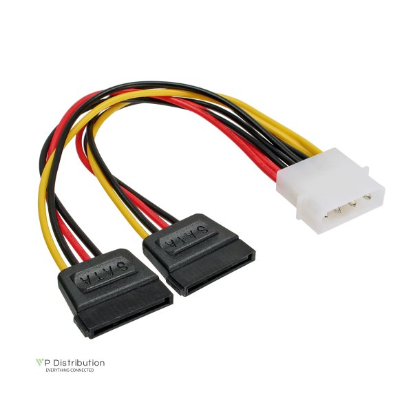 InLine&reg; Internal Power Y-Cable 1x 5.25" to 2x SATA power 0.2m