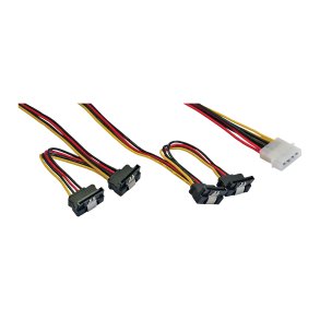 InLine® Internal Power Y-Cable 1x Molex to 4x SATA angled with latches 40+55cm