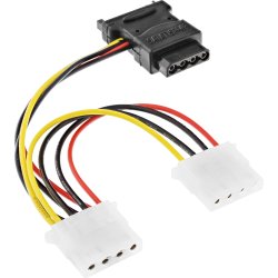 InLine SATA Power Cable SATA female to 3x 4 Pin Molex male 0.15m