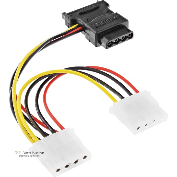 InLine SATA Power Cable SATA female to 3x 4 Pin Molex male 0.15m
