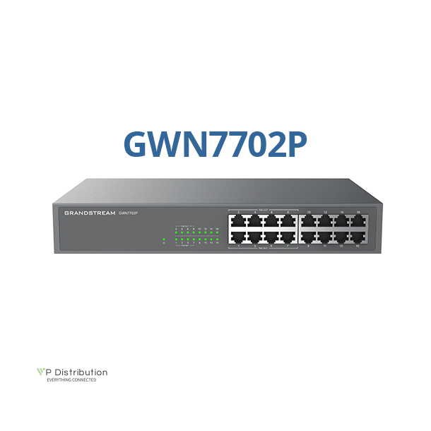 Grandstream Unmanaged Network Switch, 16x GbE RJ45, 8x PoE 802.3 af/at