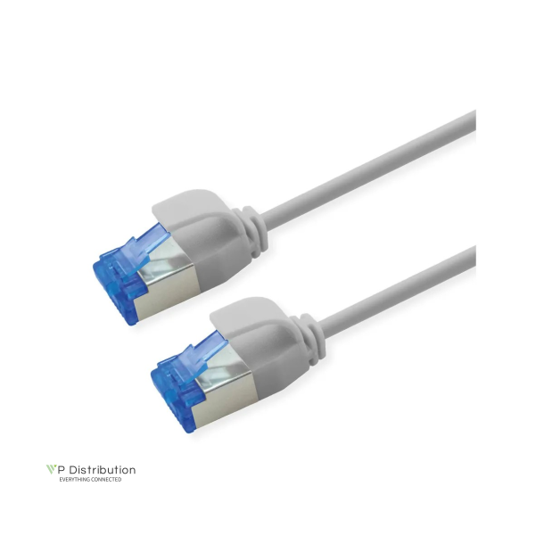 ROLINE PatchCord S/FTP C6A, grey, 1m UltraShort Connector, LSOH, tangle free