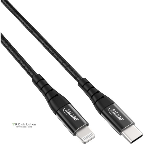 InLine&reg; USB-C Lightning cable, for iPad, iPhone, iPod, black/aluminium, 1m MFi-Certified