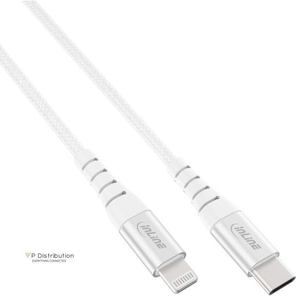 InLine&reg; USB-C Lightning cable, for iPad, iPhone, iPod, silver/aluminium, 2m MFi-Certified