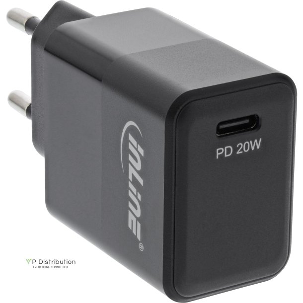 InLine&reg; USB PD Charger Single USB-C, Power Delivery, 20W, black