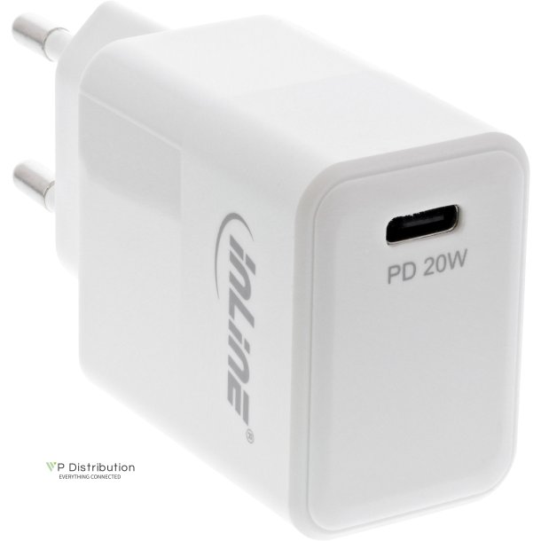 InLine&reg; USB PD Charger Single USB-C, Power Delivery, 20W, white