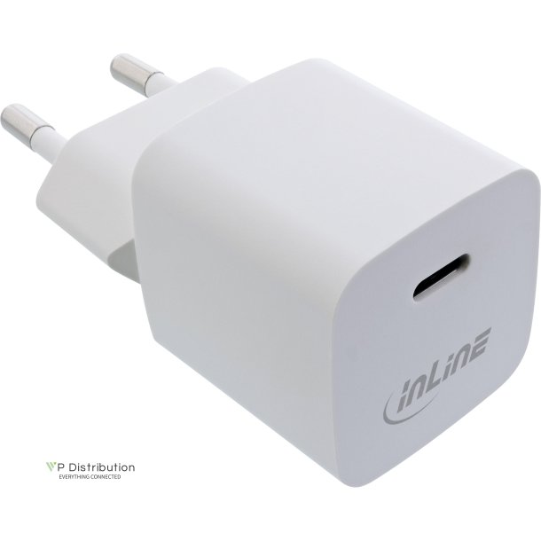 InLine&reg; USB Charger Single USB-C, Power Delivery, PPS, 33W, white