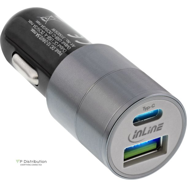InLine&reg; USB car charger power-adaptor Quick Charge 3.0, black
