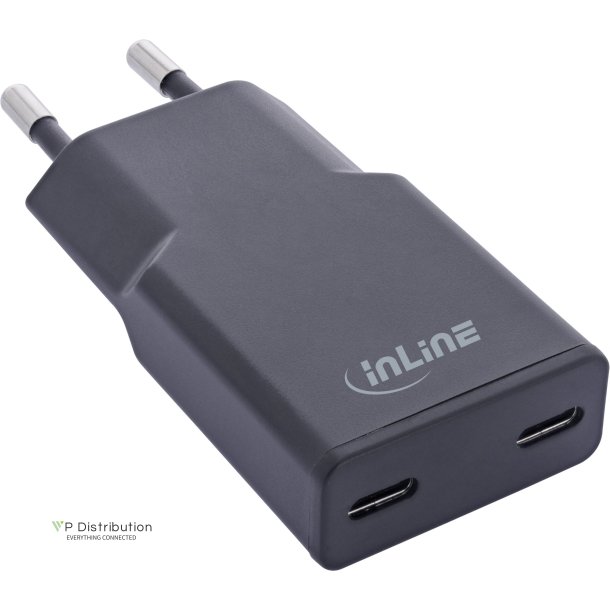 InLine&reg; USB power supply charger Dual USB-C, PD, PPS, 30W, black