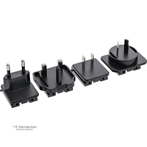 InLine&reg; 4pcs. travel adapter plus for USB adapter 31512S black