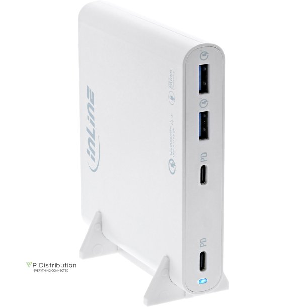 InLine&reg; USB power supply, GaN charger, 4-port, 2x USB-C + 2x USB-A, 120W, white