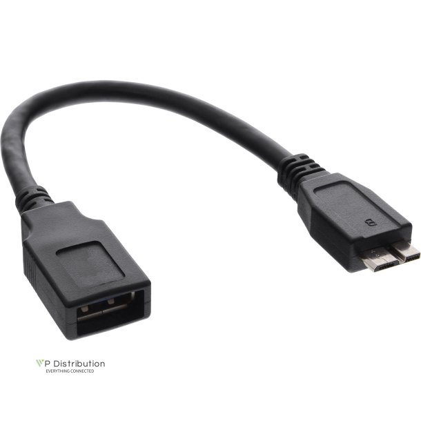 InLine&reg; Micro USB 3.0 OTG Adapter Cable Micro B male to USB Type A female 0.15m