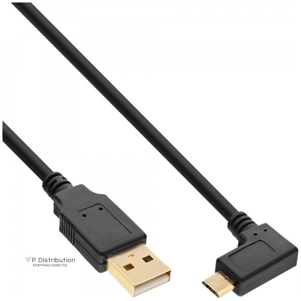 InLine Micro USB 2.0 Cable USB Type A male to Micro-B male angled black 0.5m