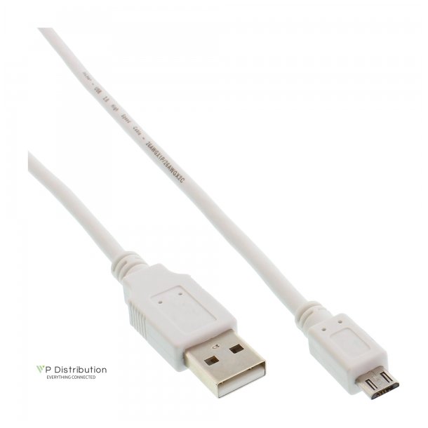 InLine Micro USB 2.0 Cable USB Type A to Micro-B male white 0.5m