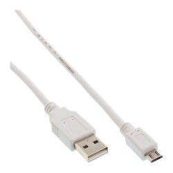 InLine&reg; Micro USB 2.0 Cable USB Type A male to Micro B male white 1m