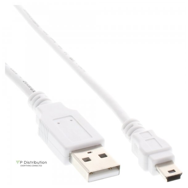 InLine USB 2.0 Mini Cable Type A male to Mini-B male 5 Pin white 0.5m