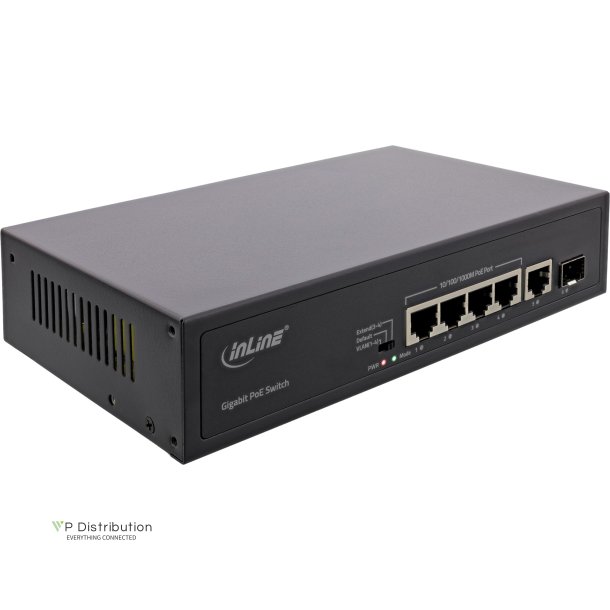 InLine&reg; PoE+ Gigabit Network Switch 5 Port (4x PoE+), 1xSFP, 1Gb/s, desktop
