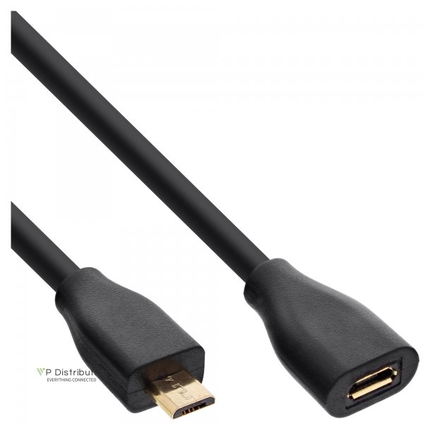 InLine Micro-USB extension cable, USB 2.0 Micro-B M/F, black/gold, 1.5m