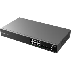 Grandstream Layer 2+ Managed Network Switch, 8x GbE RJ45 PoE 802.3 af/at, up to 30W per port, 120W total power budget, 2x SFP, Internal PSU