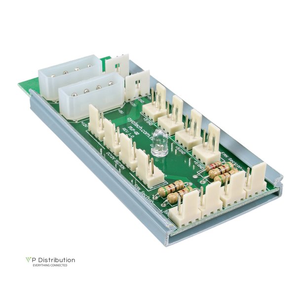 InLine&reg; Multi Port Panel 2x Molex 4 Pin to 12 x 3 Pin Fan connector for 12 fans