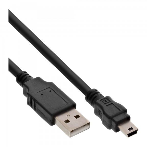 InLine® USB 2.0 mini Cable USB A male to Mini B male 5 Pin black 2m ...