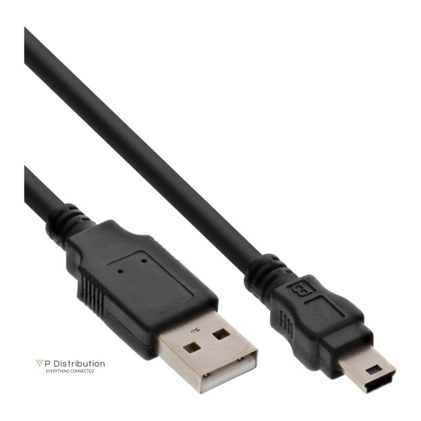 InLine USB 2.0 Mini Cable USB A male to Mini B male 5 Pin black 0.3m