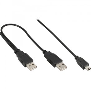 InLine USB Mini-Y Cable 2x male Type A to Mini-B male 5 Pin 1.0m